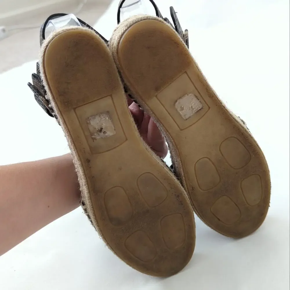VINCE Snake Skin Embossed Sandal Espadrille Shoes‎ Womens Size 6 M Edina $165